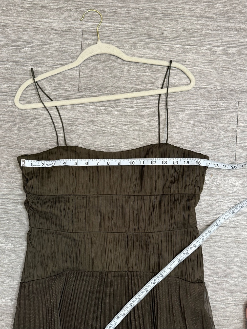 AMUR Sue Pleated Midi Dress Brown Abstract Print Pleated Chiffon Slip Dress 10 - Picture 5 of 7